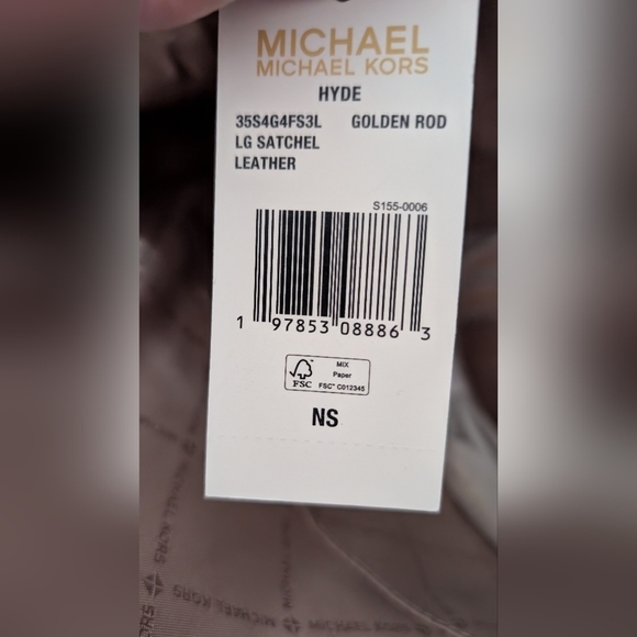 NWT Michael Kors Hyde Large Pebbled Leather Satchel Golden Rod - Picture 8 of 9